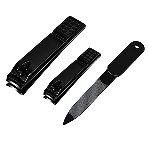 Aogeili Wide Jaw Steel Clippers w/Nail File for Thick Toenail & Fingernail - size: Large/Small/File
