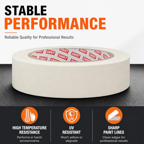 SWRT Masking Tape 0.75 Inch x 55 Yards x 10 Rolls, Bulk White Painting Tape - size: 0.75" x 55Yds x 10Rolls