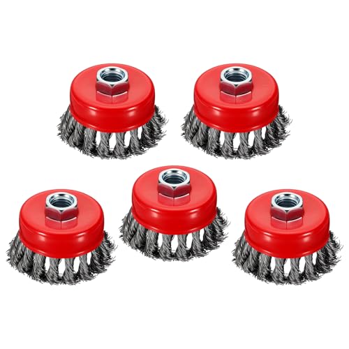 5pcs 3in Wire Cup Brush for Angle Grinder with 5/8"-11 Arbor - size: 3 inch