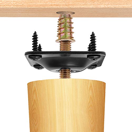 Anwenk Leg Mounting Plates, Furniture Leg Attachment Plates T-Plate 5/16" (M8) Sofa Legs with Hanger Bolts,Screws,Strengthen Weak Furniture Repair Damaged Sofa Couch Seat,Set of 4,Black - color: M8-black