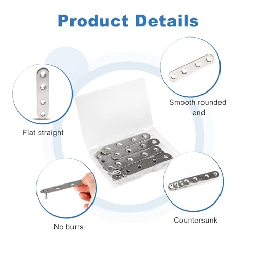 20Pcs Flat Straight Brace 76x16mm(3" x 5/8") for Wood Furniture Repair - size: 76mm (20Pcs)