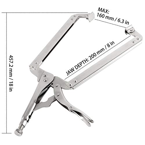 HOZEON 3 PCS 18 Inch C Clamp Welding Pliers with Swivel Pads, Heavy Duty Locking Pliers, Woodworking Clamps Set, Adjustable Nickel Plated C Plier for Wood Working, Electrician Maintenance - size: 3 PCS 18 In