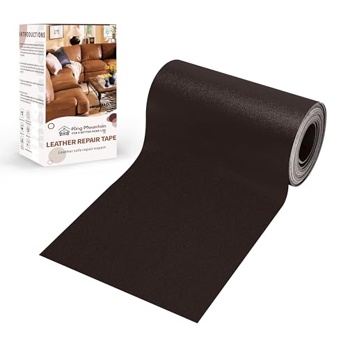 KING MOUNTAIN Leather Repair Patch,4 x 63 Inches self Adhesive Leather Repair Tape for Damaged Leather Furniture, Sofa Seating,Car Seats, Leather Goods（Fine Grained Dark Brown） - color: Fine Grained Dark Brown, size: 4" x 63"