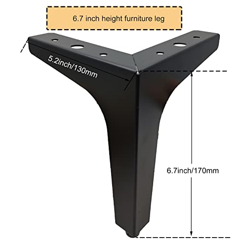 6.7 Inch Black Furniture Legs, Legs for Furniture Set of 4 - color: Black, size: 6.7 Inch
