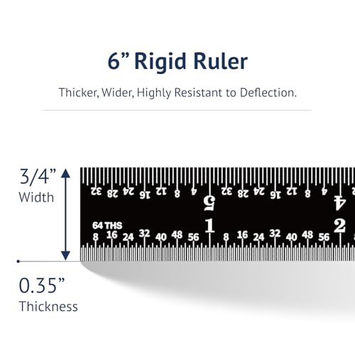 PEC Tools 6" Metal Rule, Designed for High-Accuracy Industrial Environments, Made in USA - color: Black Chrome-rigid, size: 6"
