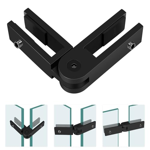 Adjustable Glass to Glass Clamp, 90-180-270 Degree Matte Black Railing Clamps, Stainless Steel T304 Railing Clips Brackets for Fence, Balustrade, Balcony Deck, Indoor & Outdoor - size: 1 Pack, style: Adjustable