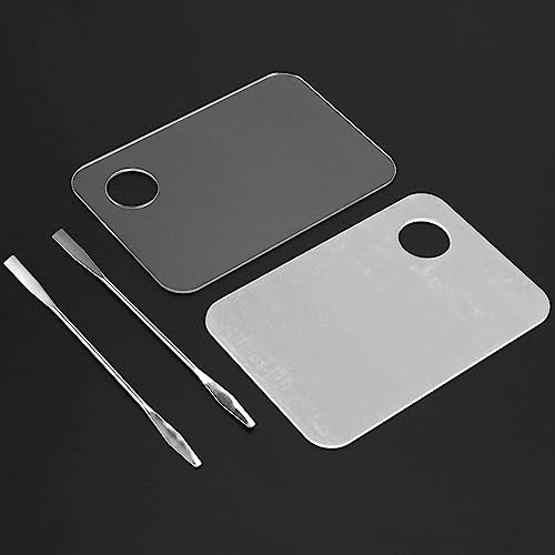 JAPCHET 6 Pcs Acrylic Cosmetic Makeup Palette with 6 pcs Color Mixing Sticks, Makeup Palette Mixing Tray for Painting & Craft
