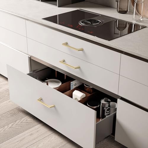 Asidrama 10 Pack 3 Inch(76mm) Brushed Gold Cabinet Pulls Cabinet Handles Cupboard Handles Kitchen Cabinet Hardware for Cupboard Drawer Pulls - color: Brushed Gold, size: 3" Hole Center, style: 10 Pack