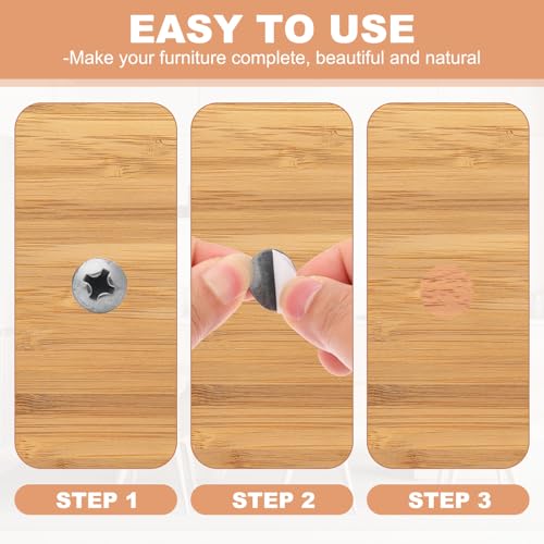 PATIKIL 270 Pieces Screw Hole Stickers, 5 Sheet Self-Adhesive Waterproof PVC Wood Grain Sticker for Screw Holes Wall Cabinets Desk Repairing, Light Gray Fabric, 21mm/0.83 Inch - color: Light Gray Fabric