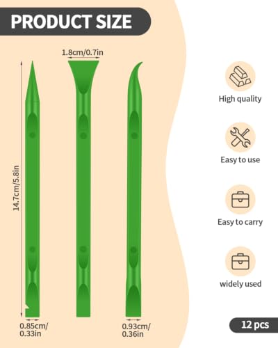 12 PCS Carbon Fiber Plastic Scrapers Tool, Non-Scratch Scraper Tool for Tight Spaces, Multi-Purpose Label Scraper Pen-Shaped, for Car Cleaning Supplies, Kitchen, Crevices, Stains (Green) - color: Green