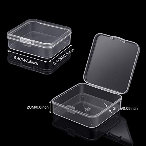 SATINIOR 24 Packs Small Clear Plastic Beads Storage Containers Box with Hinged Lid for Storage of Small Items, Crafts, Jewelry, Hardware (2.5 x 2.5 x 0.8 Inches) - size: 2.5 x 2.5 x 0.8 in