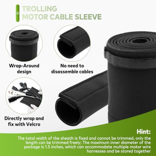 60" Trolling Motor Cable Sleeve, for Bundling & Protecting Marine Cables