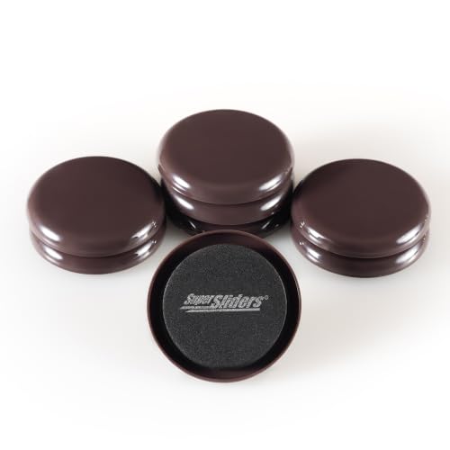 Super Sliders 2-1/2" Round Reusable Furniture Sliders for Carpet, Anti-Slip Protective Furniture Moving Pads for Beds, Sofas, Dressers, Set of 8, Brown