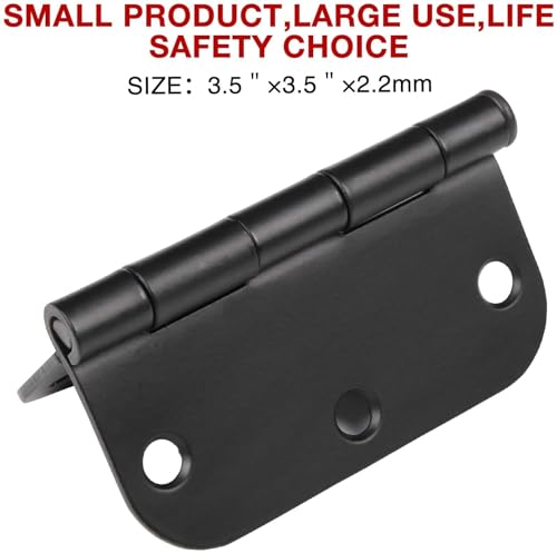 24 Pack Rounded Matte Black Door Hinges 3.5 Inch with 5/8" Radius - color: Matte Black, size: 24 Pack