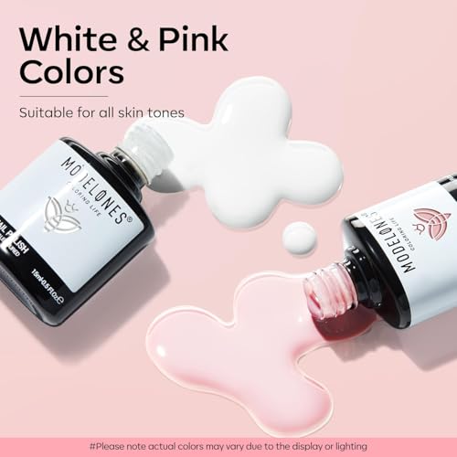 modelones Gel Nail Polish Set 2Pcs 15ml French Manicure Kit White Nude Pink - color: A0-Classic French
