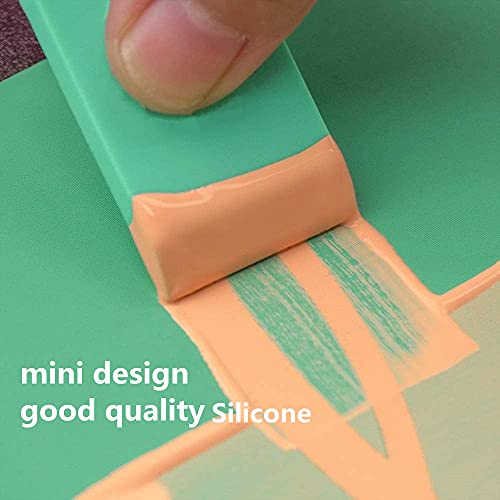 JAJADO 5 Packs Mini Squeegee, Silk Printing Squeegees for Chalk Paste, Self-Adhesive Stencil Screen Scraper Printing Tool Small Squeegee Turquoise Silicone for Transfer Chalk Paint Stencil Ink - color: 5 Pcs Mini Squeegees