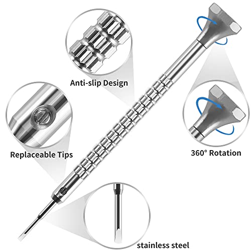 10 pcs Precision Slotted And Phillips Watch Screwdriver Set Different Sizes With 20 Extra Replace Blades Watchmaker Screwdriver Set for Watch,Jewelry,Eyeglass，The Best Gift for Dad