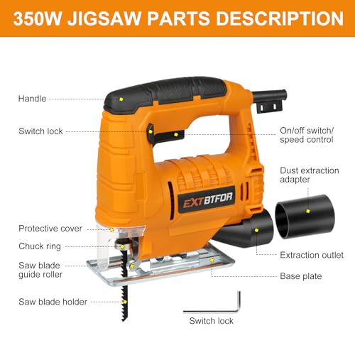 Jig Saw,350W 45 Bevel Cutting, 0-3000RPM Wood Cutter Hand Saw