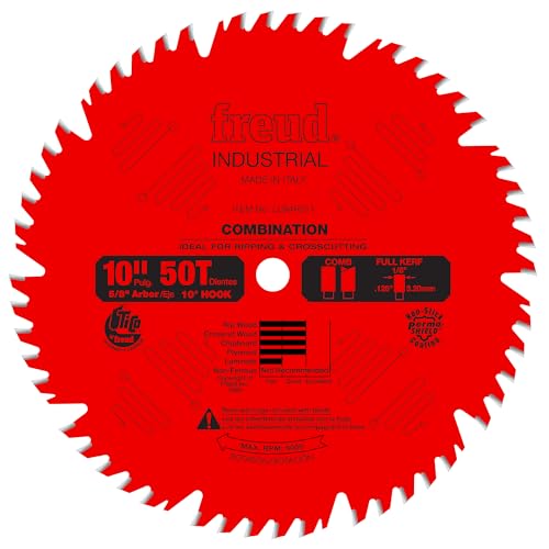 Freud Combination Saw Blade with Premium Tico Hi-Density Carbide Combination Blend for Maximum Performance - 10" Diameter, 50 Teeth, Comb Grind - LU84R011 - style: 10-Inch 50-tooth ATB Combination Saw Blade with 5/8-Inch Arbor and PermaShield Coating