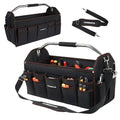 20 In Tool Carrier, Open Top Tool Tote 30 Pockets, Waterproof Tool Bag For Men, Foldable Wide Mouth Electricians Tool Bag, With Stainless Steel Handle and Removable Shoulder Strap - size: 20IN