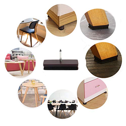 Nail on Felt Pads Furnigear Furniture Pads Nail- Floor Protectors for Furniture Legs 24Pack Chair Felt Pads for Hardwood Floors(1X1-1/2, Rectangle) - size: 1x1-1/2" (Rectangle, Brown)