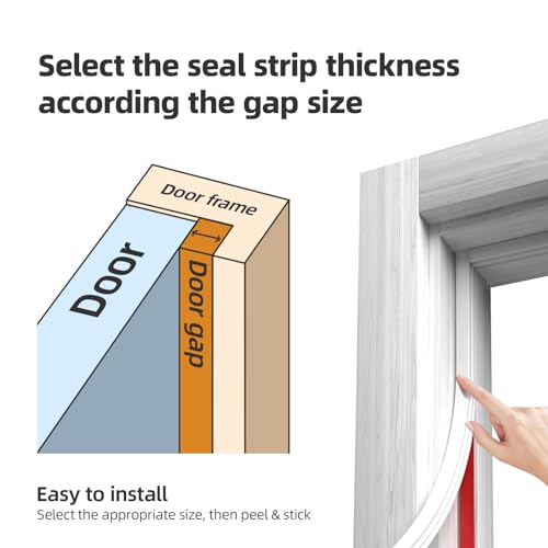 White D-Shape Weather Stripping 20Ft (Fits 0.3–0.4in Gaps) - color: White, size: 0.39" Thick x 20 Ft