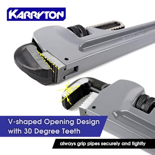 18 Inch Aluminum Pipe Wrench, 3-1/4"/83mm Adjustable Cr-Mo Jaw Opening Heavy Duty Aluminum Straight Handle Plumbing Wrenches, Perfect Plumbers Tool Exceed GGG Standard - size: 18-IN, style: Straight