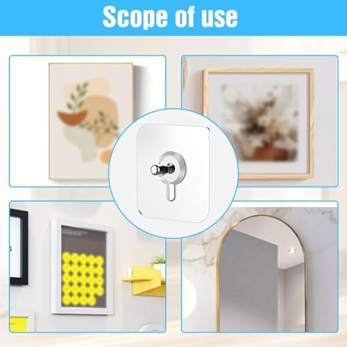 Self-Adhesive Wall Hooks for Picture Frames – No-Drill Heavy-Duty Seamless Hanging Hooks for Home Décor, Photos, Mirrors & Artwork – Damage-Free Wall Mounting Hook (20)