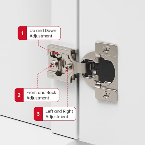 Soft Close Cabinet Hinges 30 Pack, 1/2 inch Overlay, Concealed Hinge for Kitchen & Bathroom Cabinet Door, Hidden Hinge, Adjustable, Brushed Nickel Finish