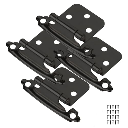 Cabinet Hinges 8 Pack 1/2" Overlay Self-Closing Satin Black - color: Black, size: 8Pack