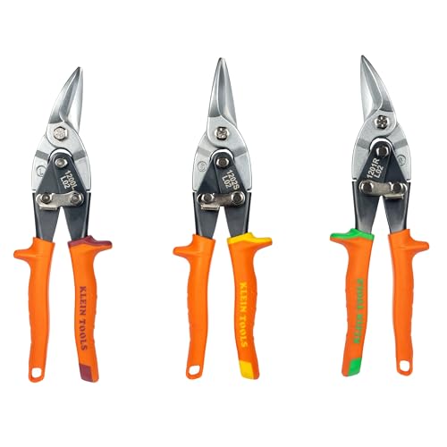 Klein Tools 120AVSKIT Aviation Snip Set, Left, Right, Straight Cut, Metal Shears with Forged Steel Blade, 3-Piece - style: 3-Piece Kit