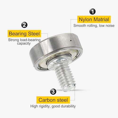 uxcell 10 PCS Drawer Rollers 19mm x 6mm Wheel 2mm Step, Steel Bearing Roller Drawer Pulley Bearing Replacement Wheels for Windows Sliding Door Track Guide, M6 x 10mm Thread - size: 2mm
