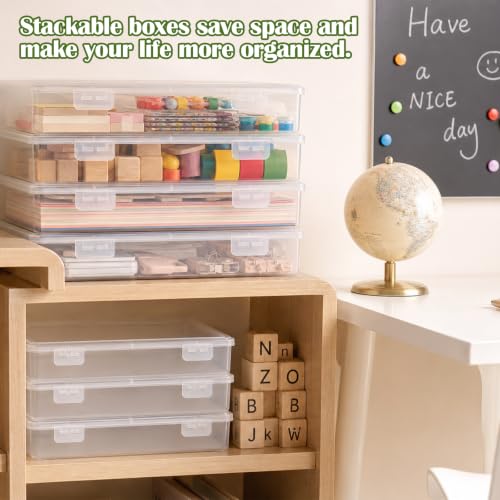 Jetec 6 Pieces Small Clear Plastic Storage Box,13.3 X 9.3 X 2 Inch - size: 13.3 x 9.3 x 2 Inch