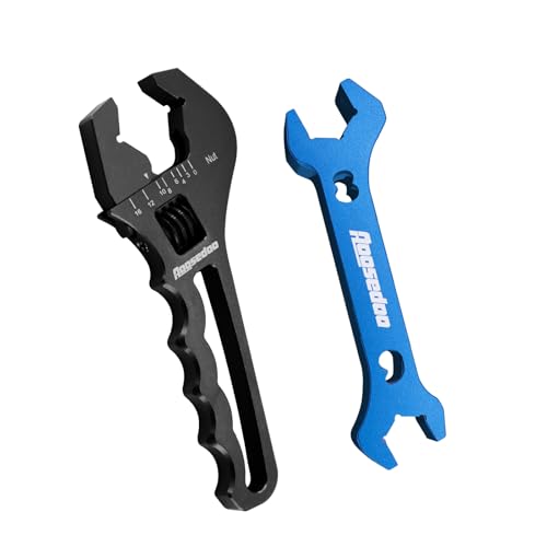 Adjustable AN Fittings Wrench AN Wrench for AN Hose Fitting Adapters AN Fitting Tool 3AN-16AN Lightweight Aluminum Black. With a Double Hose End Fitting Wrench 6AN Socket-AN8 B-nut Blue - color: Black & Blue