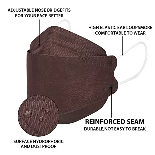 Borje KN95 Face Masks 50 Pack,Breathable Comfortable and Disposable KN95 Mask,Masks for Adults - color: Brown=50pcs