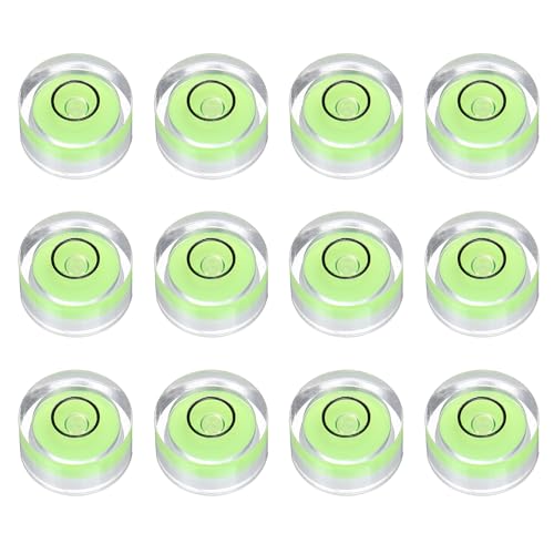 HARFINGTON 12pcs Circular Bubble Spirit Level 12x6mm Mini Round Bubble Spirit Level Little Measuring Layout Tools for TV Industrial Carpentry Picture Frame, Green/Black - color: Green/Black, size: 12x6mm