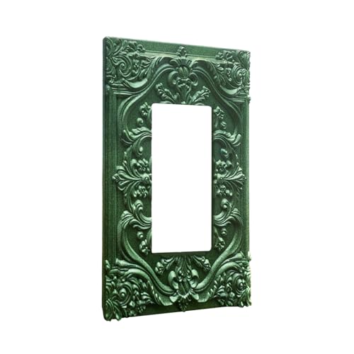 Decorative Outlet Covers Green Flower Elegant 3D Floral Embossed 1 Gang Rocker Light Switch Cover Plate Single Decora Light Switch Covers Wall Plate Faceplate for Bedroom Home Decor - color: Green, size: 1-Gang Rocker/5 x 3 IN