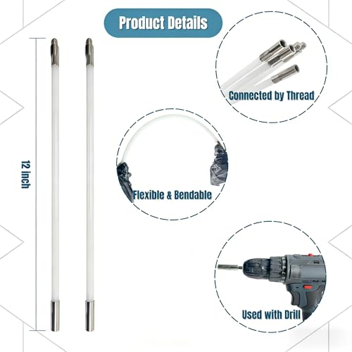 50 in Flexible Rods Pipe Cleaning Wire Brush for Drills