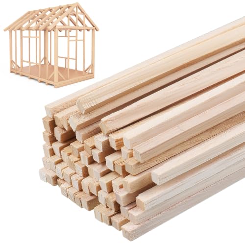 240 Pieces Balsa Wood Sticks Hardwood Square Wooden Craft Dowel Rods Unfinished Balsa Wood Sheets 12 Inch Thin Wooden Strips 1/4 Inch 1/8 Inch for DIY Molding Crafts Projects Making
