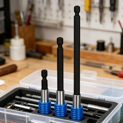 3-Piece Magnetic Bit Holder Extension Set, Quick Release Universal Impact Drill Adapter for Home DIY Projects（Blue） - color: Blue