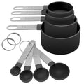 Measuring Cups Set Measuring Spoons Set, Nesting Measure Cups with Stainless Steel Handle, For Measuring Dry and Liquid Ingredients Small Teaspoon with Plastic Head (Black) - color: Black