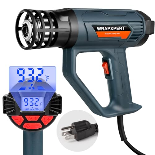 WRAPXPERT Heat Gun for Vinyl Wrap/Window Tint with Digital LCD 2000W 122℉-1202℉（50℃- 650℃) Variable Temperature Control Memory Function for Car Wrap, Crafts, Shrinking Tubing, Stripping Paint - color: Blue Lcd