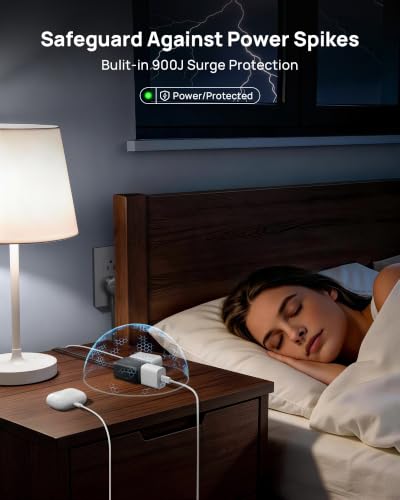 TROND 360 Rotating Flat Plug Extension Surge Protector 3 ft, 3 AC, Black - color: Black, size: 3 ft, style: With Surge Protection