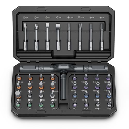 Bomivoi 42 in 1 Magnetic Screwdriver Set, DIY Ratchet Screwdriver Set, Multi Bit Magnetic Drive Set, Detachable Ratchet Handle, Portable Compact Repair Tool Kit for Furniture Computer Bicycle Black - color: Black