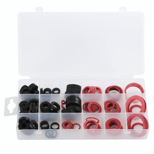 141 Pieces Rubber Flat Washers & O-Ring Assortment Kit, Multi-Size Sealing Gaskets for Plumbing, Automotive & Industrial Applications