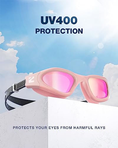 ZIONOR Swim Goggles, G1 SE Swimming Goggles Anti-Fog for Adult Men Women - color: A7-clearrevopurple Lens Pink Frame