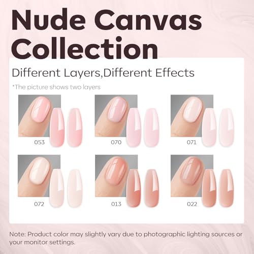 modelones Gel Polish Builder Nail Set, Base Colors Nude Hard Strengthener - color: B2-Barely Blush