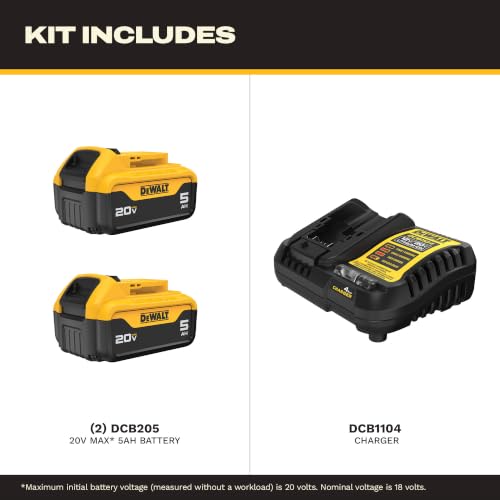 DEWALT 20V MAX Lithium-Ion Battery 2-Pack, 5.0 Ah (DCB205-2c)