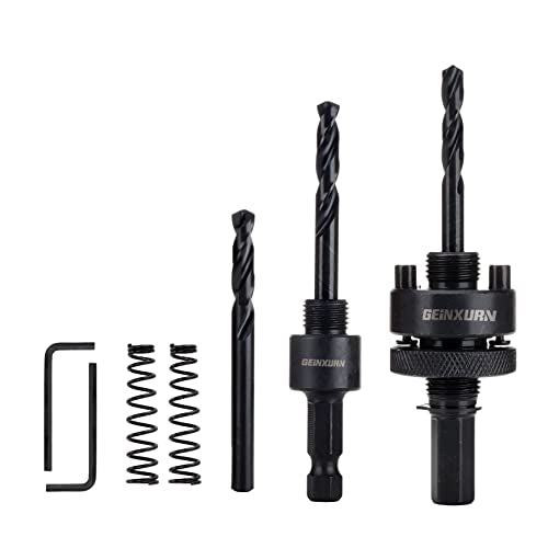 GEINXURN General Hole Saw Mandrel, 7/16-Inch and 3/8 Inch Hole Saw Arbor with 3Pcs Central Drill/2PCS Hex wrench/2Pcs Spring - size: GHSM038G