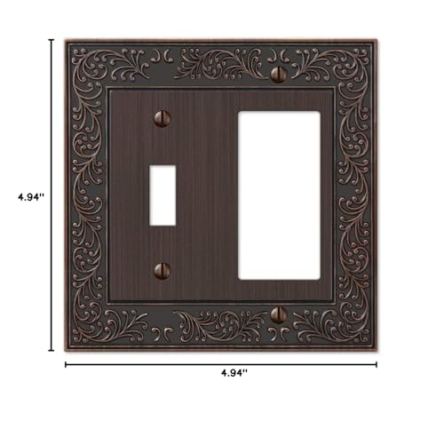 Amerelle 43TRVB English Garden Wallplate, 1 Toggle / 1 Rocker, Cast Metal, Aged Bronze, 1-Pack - color: Aged Bronze, size: 1 Toggle / 1 Rocker